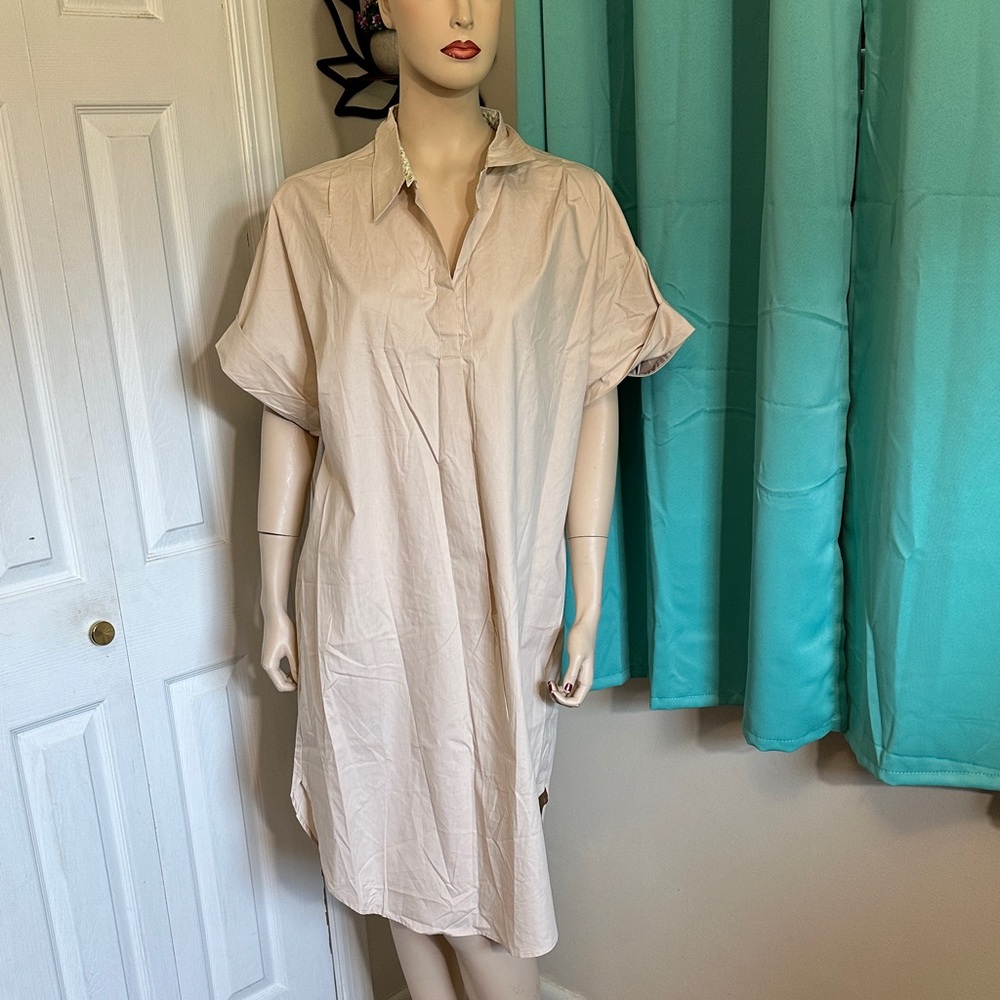 Umgee Light Tan Short Sleeve Dress